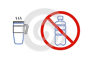 No plastic bottles, only reusable thermo mug photo