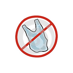 No plastic sign doodle icon, vector color line illustration