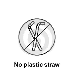 No plastic straw icon. Element of pollution problems icon. Thin line icon for website design and development, app development.