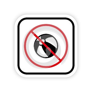 No Play Beach Ball Black Silhouette Icon. Forbid Inflatable Beachball Pictogram. Ban Beach Zone for Play Stop Circle