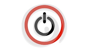 no power button icon road sign animation. simple red circle prohibition Not Allowed Sign road motion design 4k with