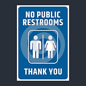 No public restrooms sign with both gender male female icons