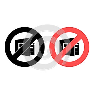 No publisher, text icon. Simple glyph, flat  of text editor ban, prohibition, embargo, interdict, forbiddance icons for ui