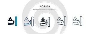 No push icon in different style vector illustration. two colored and black no push vector icons designed in filled, outline, line