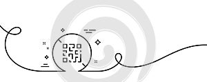 No QR code line icon. Scan barcode sign. Continuous line with curl. Vector