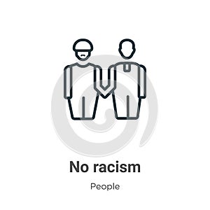 No racism outline vector icon. Thin line black no racism icon, flat vector simple element illustration from editable people