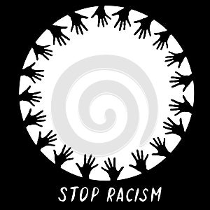 No racism - vector poster on theme of antiracism, protesting against racial inequality and revolutionary design photo