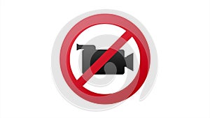 no record. Photo camera icon. Picture on white backdrop. Stop sign. Web icon. Symbol, sign. stock illustration.