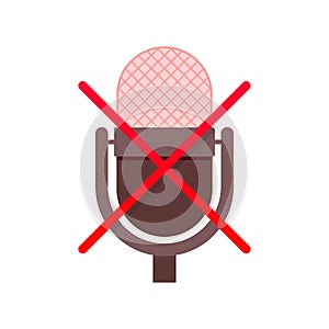 No recording sign. No microphone sign. Mic button. Vector stock illustration.