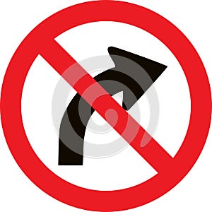 No right bend direction sign