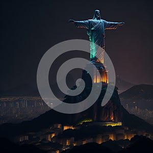 Linda Imagem Cristo Redentor Noturno photo