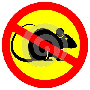 No rodent rats warning sign vector graphics illustration