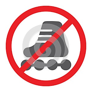 No roller skates glyph icon, prohibited and regulation, no skating sign, vector graphics, a solid pattern on a white