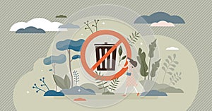 No rubbish vector illustration. Trash bin sign flat tiny persons concept.