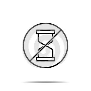 No sand clock icon. Simple thin line, outline vector of time ban, prohibition, embargo, interdict, forbiddance icons for ui and ux