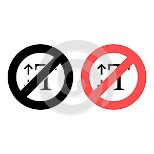 No scale, text icon. Simple glyph, flat  of text editor ban, prohibition, embargo, interdict, forbiddance icons for ui and