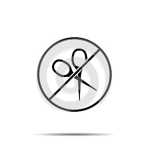 No scissors icon. Simple thin line, outline vector of web ban, prohibition, embargo, interdict, forbiddance icons for ui and ux, photo