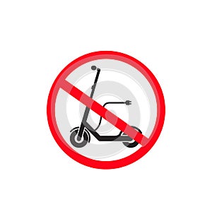 No scooter prohibition sign, Electric Scooter Icon, Vector illustration isolated