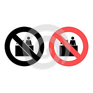 No a seller at the cashier icon. Simple glyph, flat vector of people ban, prohibition, embargo, interdict, forbiddance icons for