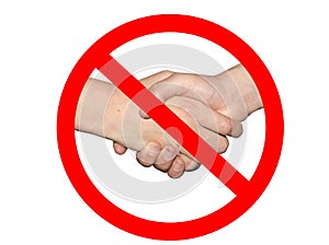 No shaking hands or handshake prohibition sign