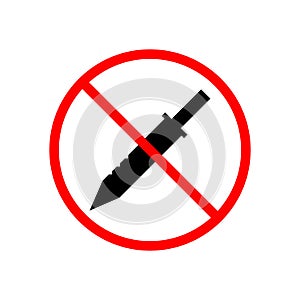 No sharp glyph icon, prohibition and forbidden, no knife sign vector graphics, a solid pattern on a white background, eps 10