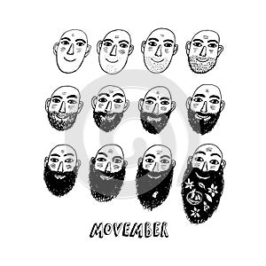 No shave november or Movember illustration