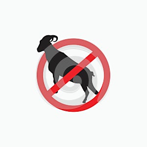 No sheep silhouette - goat, sheep, lamb logo emblem or button icon silhouette - mammal, animal vector icon