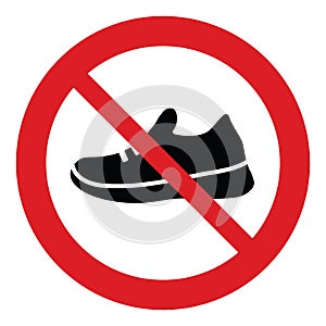 No shoes icon. Prohibited shoes icon .  no Sneakers  icon