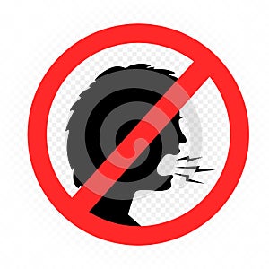 no shout prohibition sign sticker