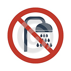 No shower sign on white background.