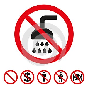 No shower sign on white background.