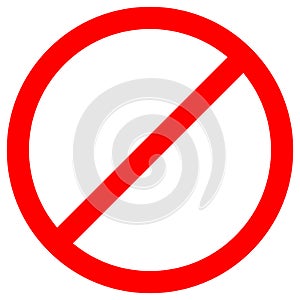 No Sign Empty Red Crossed Out Circle,Not Allowed Sign,Blank Prohibiting Symbol,Vector Illustration, Isolate On White Background photo