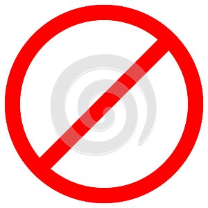 No Sign Empty Red Crossed Out Circle,Not Allowed Sign,Blank Prohibiting Symbol,Vector Illustration, Isolate On White Background