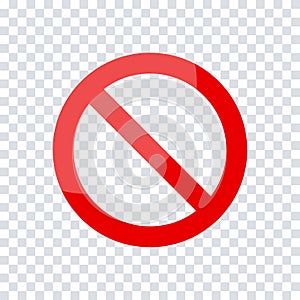 No sign icon. Prohibition vector sign. Vector isolated element. Red ban icon. Stock vector