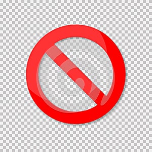 No sign isolated. Red no symbol. Circle red warning icon. Template for button or web applications
