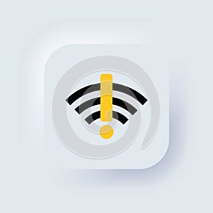No signal internet. No Wifi sign. No connection. No network. Neumorphic UI UX white user interface web button. Neumorphism. Vector