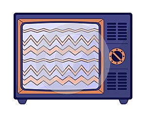 No signal on old tv flat line color isolated vector object