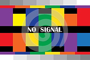 No signal tv icon. Colored lines. Glitch sign. Digital communication. Graphic element. Vector illustration. Stock image.