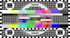 No signal TV, Television test screen in case of no signal. Test card or pattern, TV Resolution test charts background