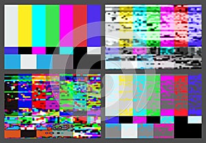 No signal TV test pattern background set.