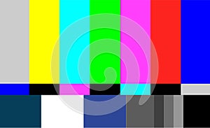 No Signal TV Test Pattern Vector. Television Colored Bars Signal. Introduction And The End Of The TV Programming photo