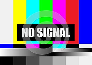 No Signal TV Test Pattern Vector. Television Colored Bars Signal. Introduction And The End Of The TV Programming. SMPTE Color Bars