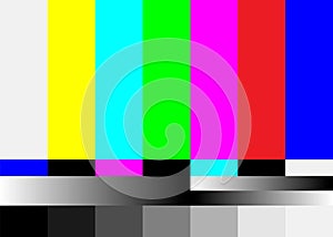 No Signal TV Test Pattern Vector. Television Colored Bars Signal. Introduction And The End Of The TV Programming. SMPTE Color Bars