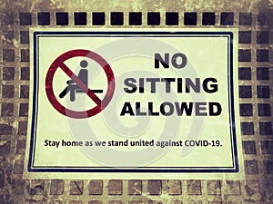 No Sitting Allowed Do Not Sit Coronavirus Covid 19 Poster Print Sign