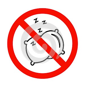 No sleep icon in flat style. No pillow symbol