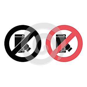 No smartphone, arm, sensor icon. Simple glyph, flat vector of smartphone ban, prohibition, embargo, interdict, forbiddance icons