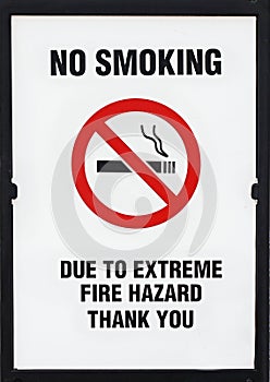 No Smoking Alert, Extreme Fire Hazard Board Sign