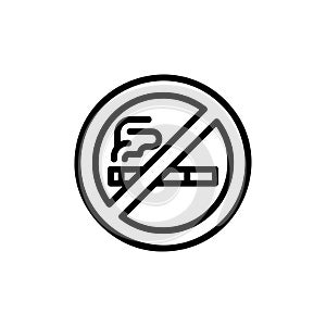 no smoking area icon isolated on black. No smoking area icon symbol suitable for user interface, graphic designers and websites on