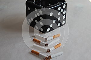 No smoking broken cigaretts stop cigarette concept empty ashtray