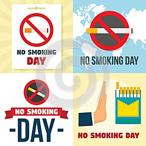 No smoking day banner set, flat style